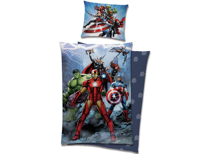 Marvel Avengers Dekbedovertrek Hero - Eenpersoons - 140  x 200 cm + 65 x 65 cm - Katoen