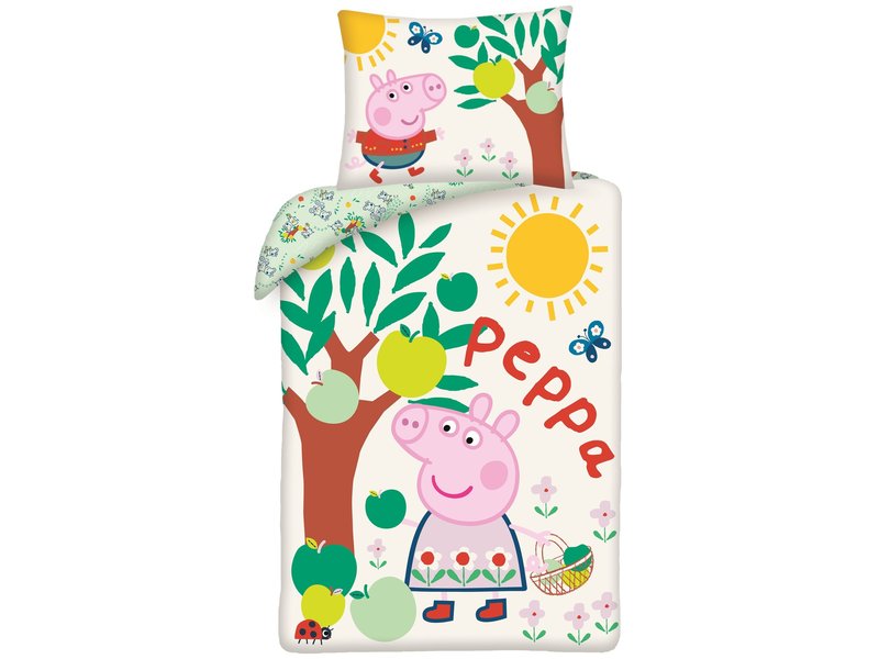 Peppa Pig Dekbedovertrek Appelboom  - Eenpersoons - 140  x 200 cm - Katoen