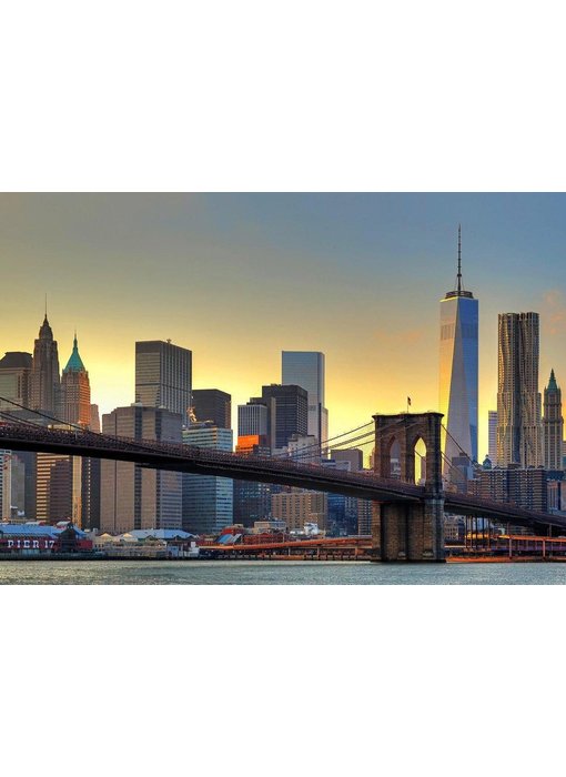 Fotobehang Brooklyn Bridge At Sunset 366x254 cm