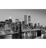 Fotobehang Manhattan Skyline bei Nacht Poster XXL - 175x115cm - Papier