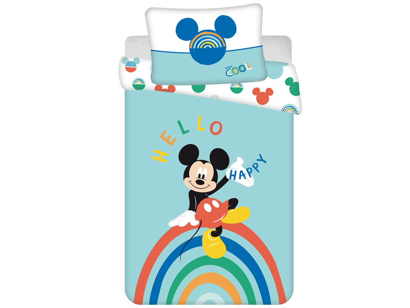 Disney Mickey Mouse BABY Bettbezug Rainbow - 100 x 135 cm - Baumwolle