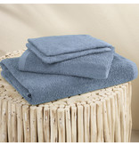 Moodit Draps de bain Troy Stone Bleu - 2 débarbouillettes + 1 serviette + 1 serviette de douche