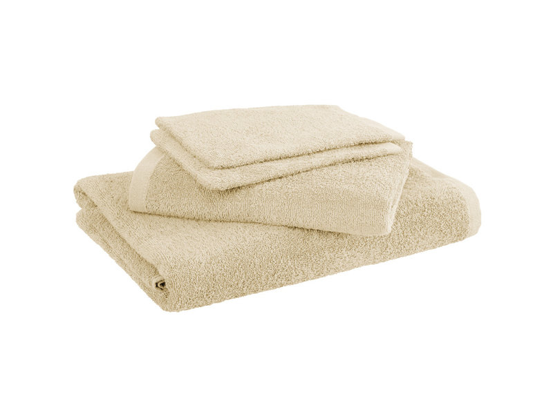 Moodit Badlinnen Troy Sand - 2 washandjes + 1 handdoek + 1 douchelaken