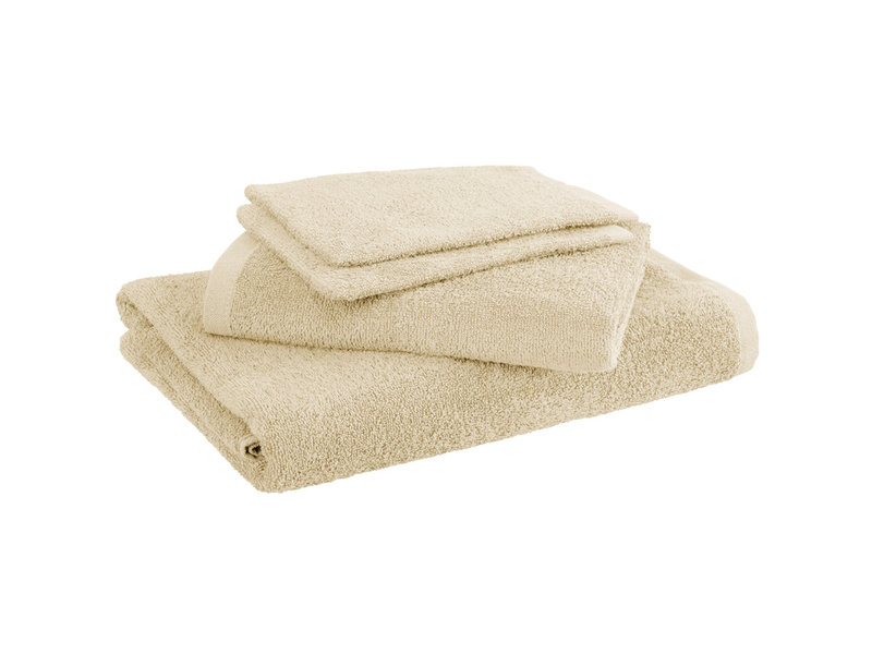 Moodit Draps de bain Troy Sand - 2 débarbouillettes + 1 serviette + 1 serviette de douche