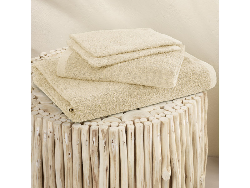 Moodit Draps de bain Troy Sand - 2 débarbouillettes + 1 serviette + 1 serviette de douche