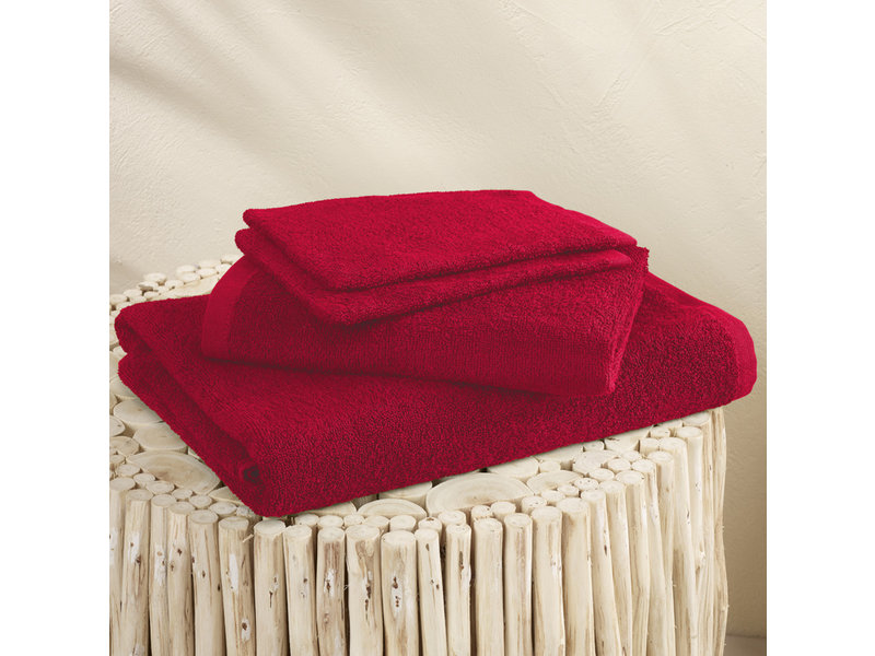 Moodit Badlinnen Troy Deep Red - 2 washandjes + 1 handdoek + 1 douchelaken