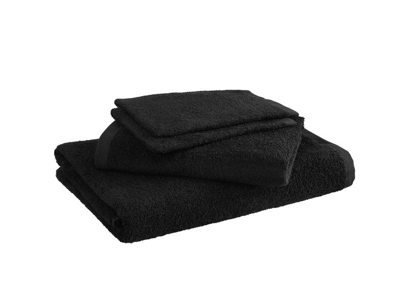 Moodit Badlinnen Troy Black - 2 washandjes + 1 handdoek + 1 douchelaken