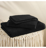 Moodit Badlinnen Troy Black - 2 washandjes + 1 handdoek + 1 douchelaken