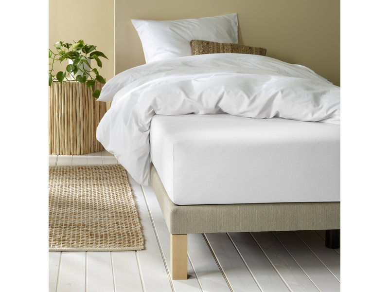 Drap housse matelas adulte 90x200 100% coton blanc