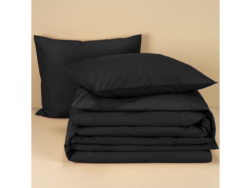 Moodit Dekbedovertrek Basil Black - Tweepersoons - 200 x 220 cm - Katoen