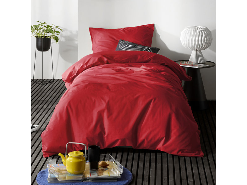 Moodit Housse de couette Basil Deep Red - Seul - 140 x 220 cm - Coton