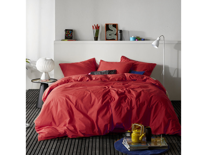 Moodit Housse de couette  Basil Deep Red - Double - 200 x 220 cm - Coton