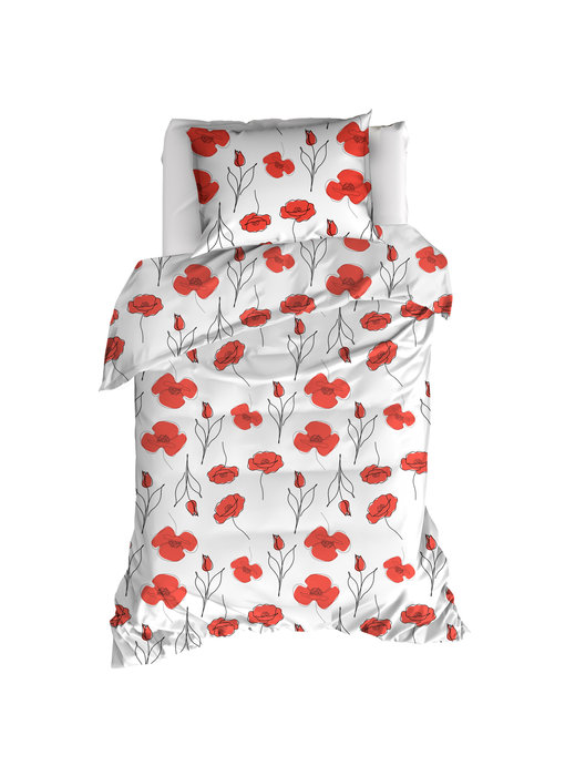 Moodit Housse de couette Odil Coquelicot 140 x 220 Coton