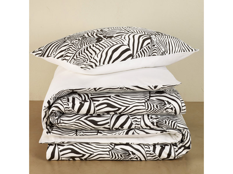 De Witte Lietaer Dekbedovertrek Zebra Eggshell - Eenpersoons - 140 x 200/220 cm - Katoen Satijn