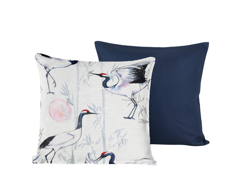 De Witte Lietaer Decorative Pillowcase Set Mont Blanc Majolica Blue - 40 x 40 cm - Satin Cotton