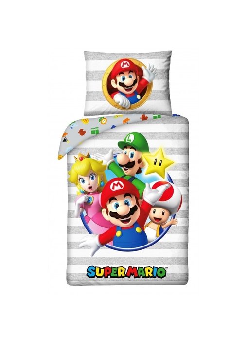 Super Mario Housse de couette Stripe 140 x 200 cm + 70 x 90 cm