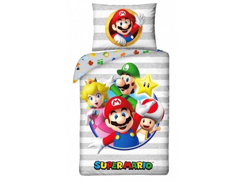 Super Mario Bettbezug Stripe - Single - 140 x 200 cm - Baumwolle