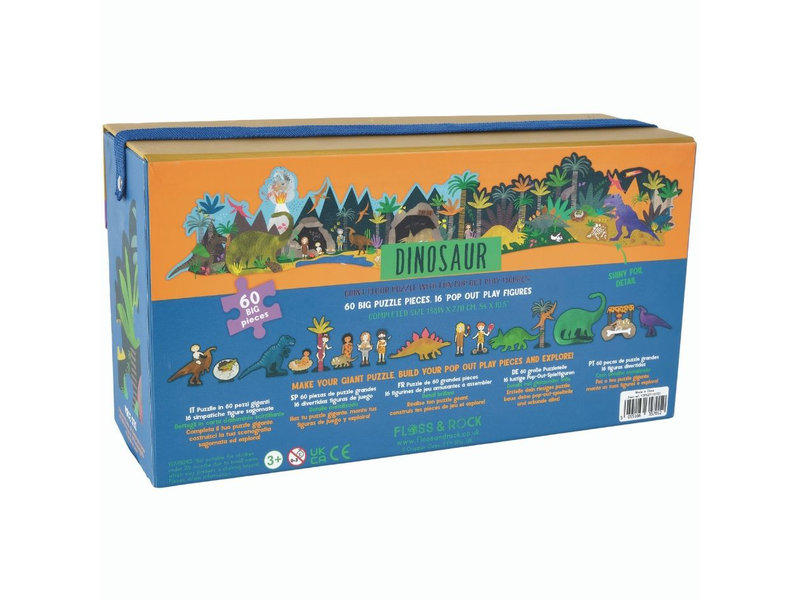 Floss & Rock Puzzle de sol 60 pcs., Dino - 138 x 27 cm