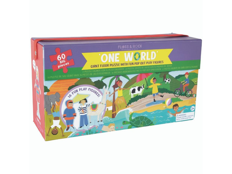 Floss & Rock Bodenpuzzle 60 Teile, One World - 138 x 27 cm