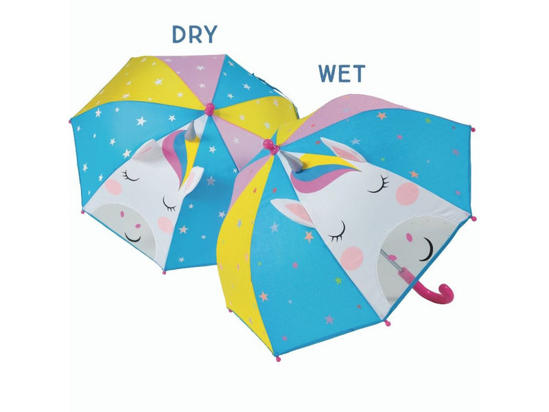 Floss & Rock Umbrella, Unicorn 3D - 54 cm x Ø 60 cm - Changes color!