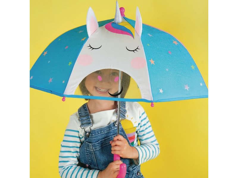 Floss & Rock Paraplu, Unicorn 3D - 54 cm x Ø 60 cm - Verandert van kleur!