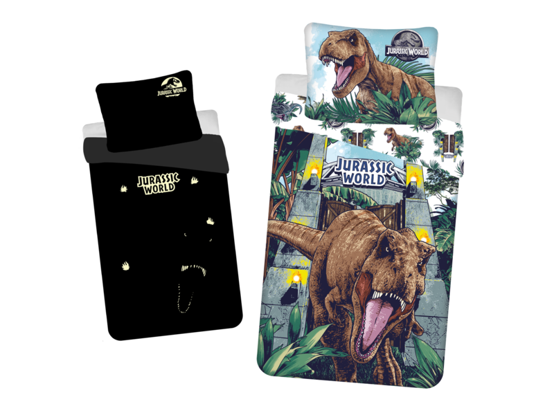 Jurassic World Dekbedovertrek Roar Glow in the Dark - Eenpersoons - 140 x 200 / 70 x 90 cm - Katoen