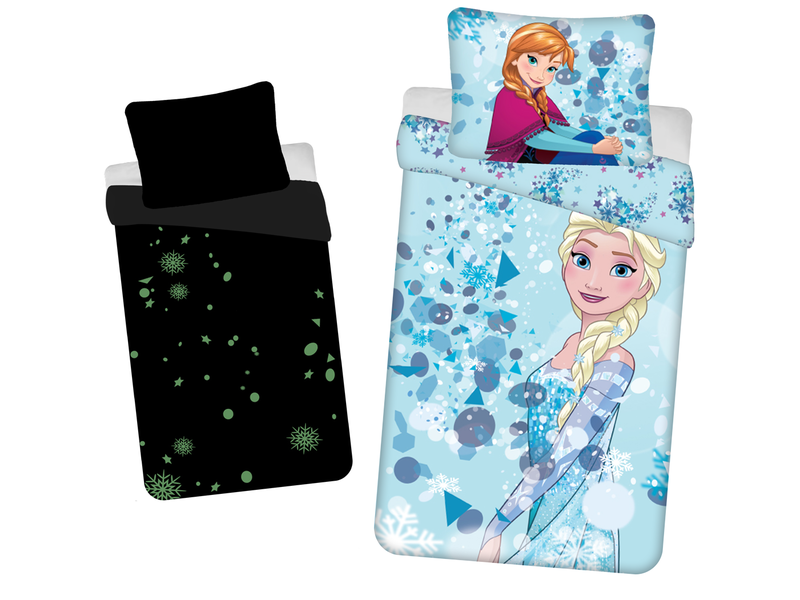 Disney Frozen Bettbezug, Sisters Glow in the Dark – Einzelbett – 140 x 200 cm – Baumwolle