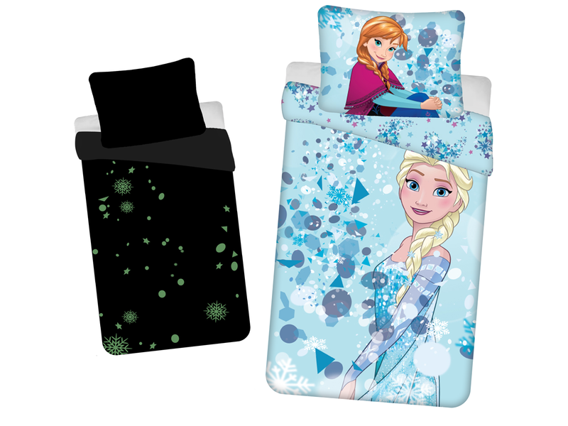 Disney Frozen Housse de couette, Sisters Glow in the Dark - Seul - 140 x 200 cm - Coton