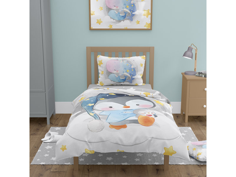 Cuddles BABY Bettbezug, Pinguin - 100 x 135 cm - Baumwolle