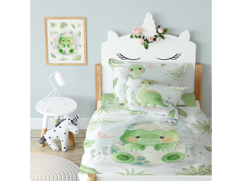 Cuddles BABY Dekbedovertrek, Dinosaurus - 100 x 135 cm - Katoen