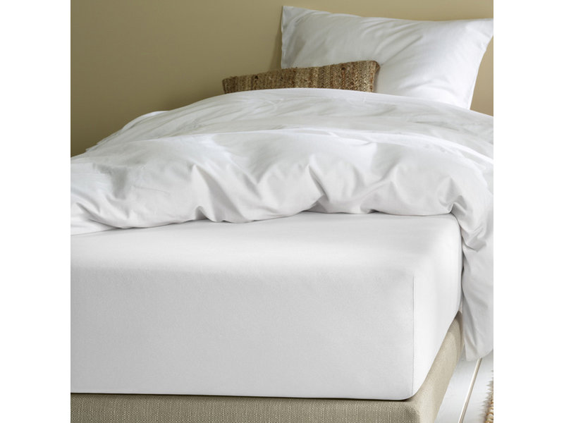 Moodit Fitted sheet Alina White - 160 x 200 cm - Cotton Jersey