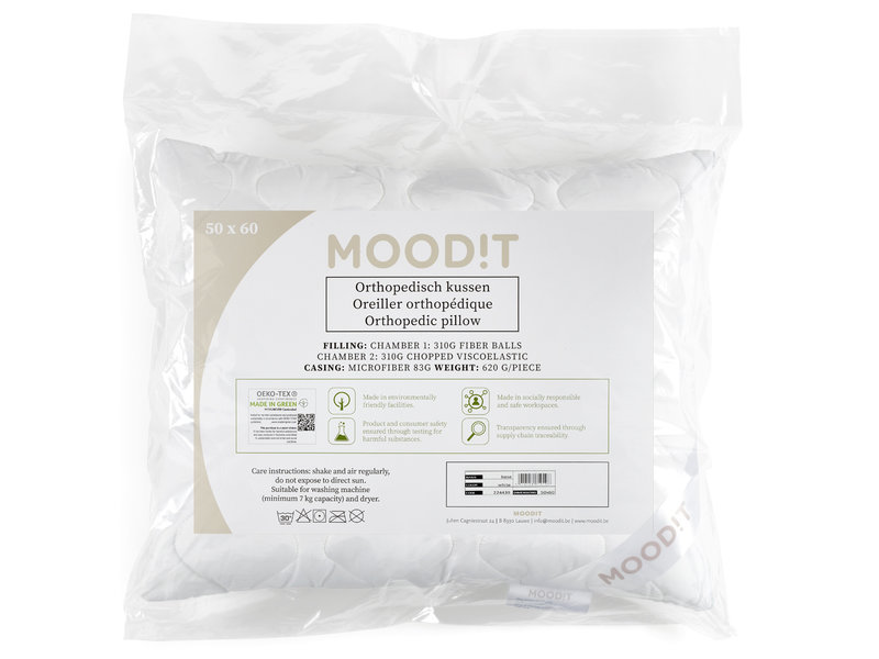 Moodit D'oreiller orthopédique Base - 50 x 60 cm - Microfibre