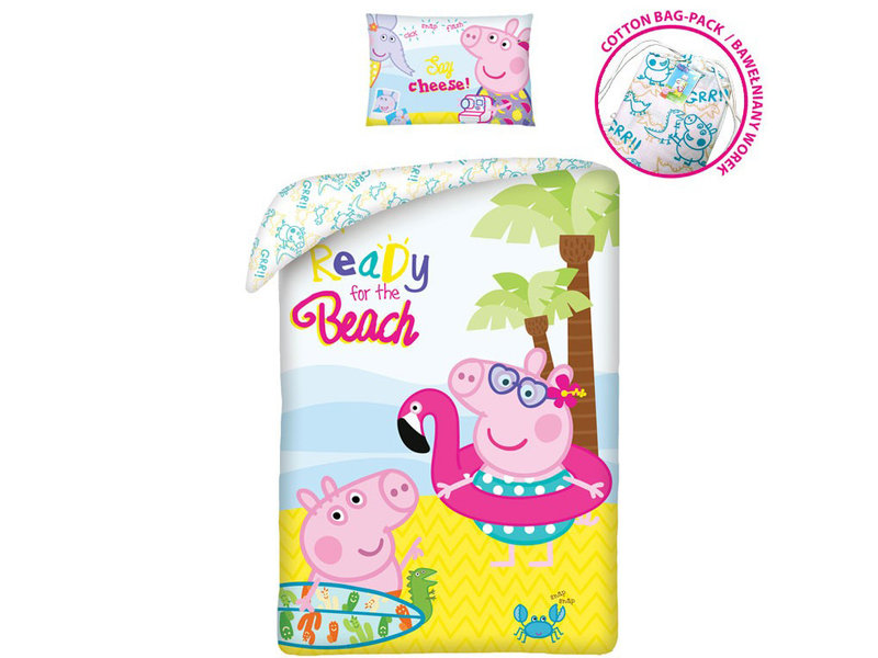 Peppa Pig Bettbezug Ready for the Beach – Single – 140 x 200 cm – Baumwolle