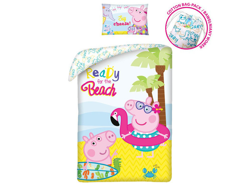 Peppa Pig Dekbedovertrek Ready for the Beach - 140 x 200 + 70 x 90 cm - Katoen