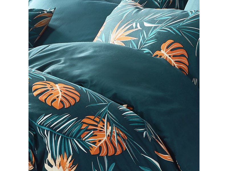 De Witte Lietaer Dekbedovertrek Satijn Bird of Paradise - Eenpersoons- 140 x 200/220 cm - Groen