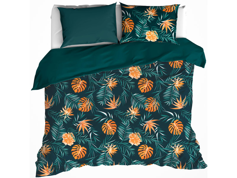 De Witte Lietaer Dekbedovertrek Satijn Bird of Paradise - Tweepersoons - 200 x 200/220 cm - Groen