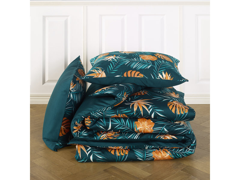 De Witte Lietaer Housse de couette Satin Bird of Paradise - Double - 200 x 200/220 cm - Vert