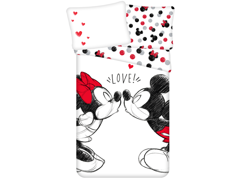Disney Minnie & Mickey Mouse Bettbezug, Love - Single - 140 x 200 cm - Baumwolle