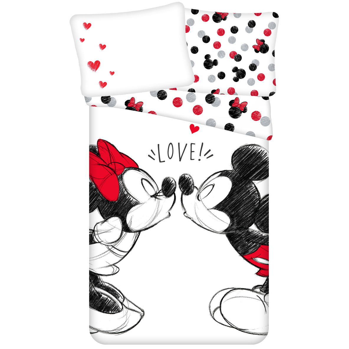 Lelie Norm wijsvinger Disney Mickey en Minnie Mouse dekbedovertrek Love 140 x 200 cm / 70 x 90 cm  - Katoen - SimbaShop.nl