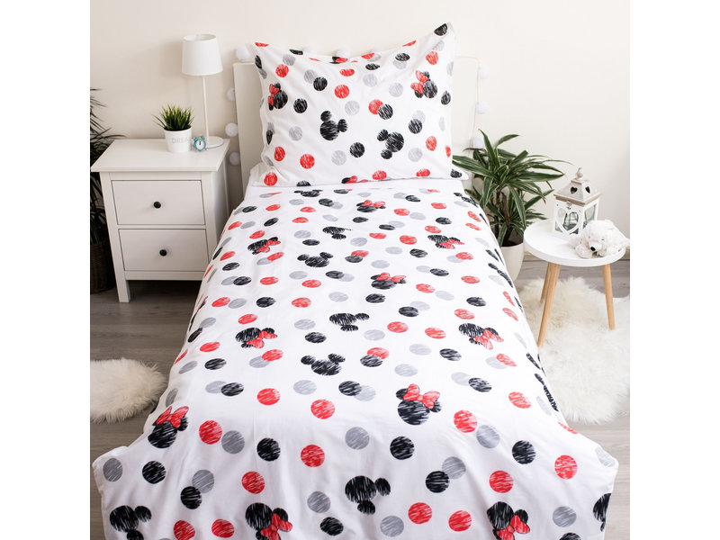 Disney Minnie & Mickey Mouse Housse de couette, Love - Seul - 140 x 200 cm - Coton
