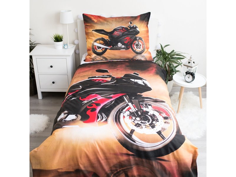 Motor Duvet cover, Flame - Single - 140 x 200 cm - Cotton