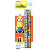 Minions ensemble de 4 crayons avec gommes et taille-crayon