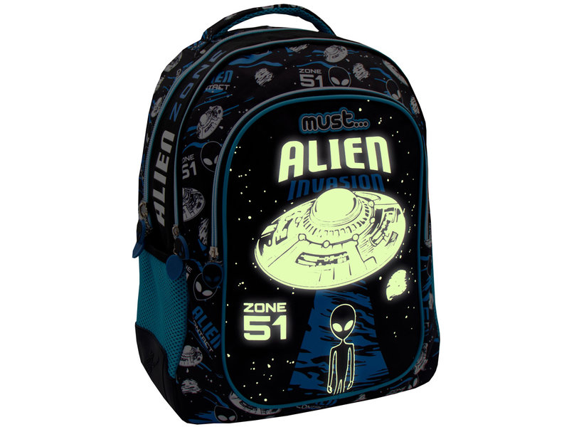 Must Rugzak Alien Invasion - Glow in the Dark - 43 x 32 x 18 cm - Polyester