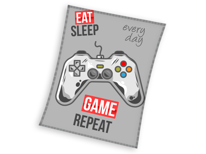 Gaming Fleece throw Eat Sleep Game Repeat - 150 x 200 cm - Coral Fleece