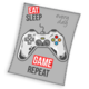 Fleecedecke Eat Sleep Game Repeat 150 x 200 cm Coral Fleece