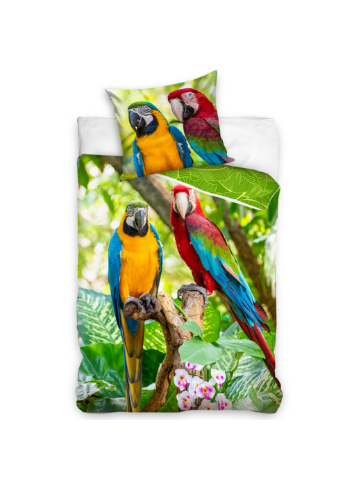 Animal Pictures Duvet cover Parrot 140 x 200 + 60 x 70 cm Cotton