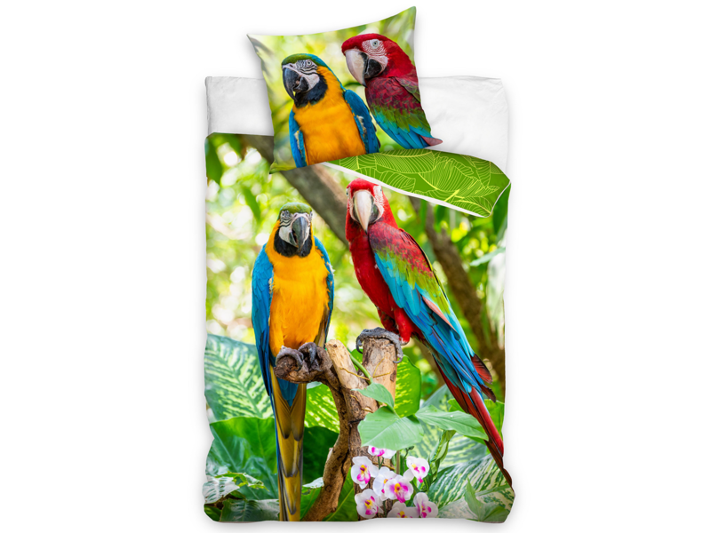 Animal Pictures Bettbezug, Papagei – Einzelbett – 140 x 200 cm – Baumwolle