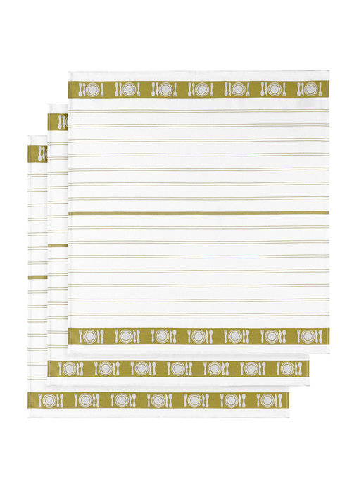 De Witte Lietaer Tea towel BML Yellow-green 3 pieces 65 x 65 cm