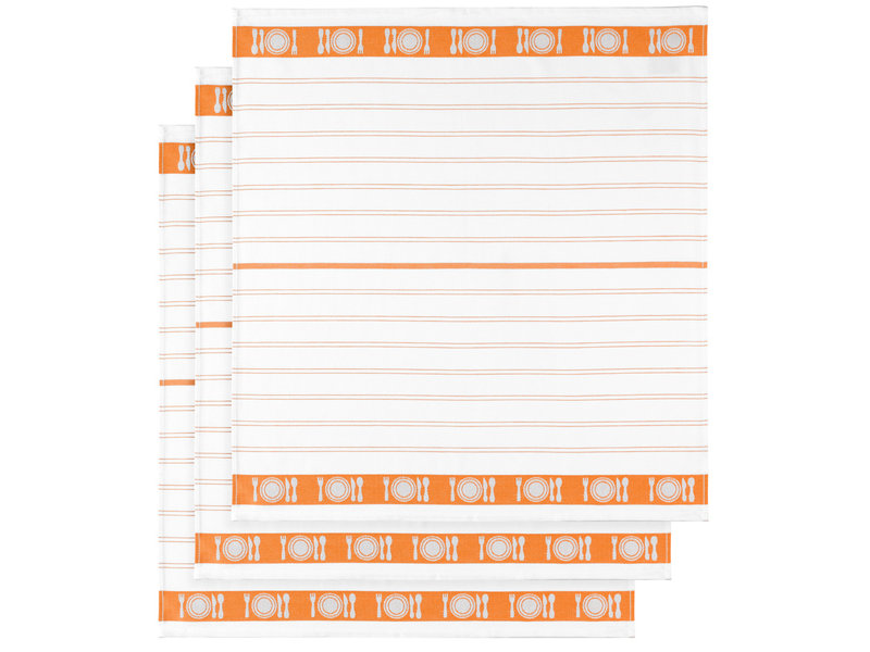 De Witte Lietaer Geschirrtuch BML, Orange - 3 Stück - 65 x 65 cm - Baumwolle