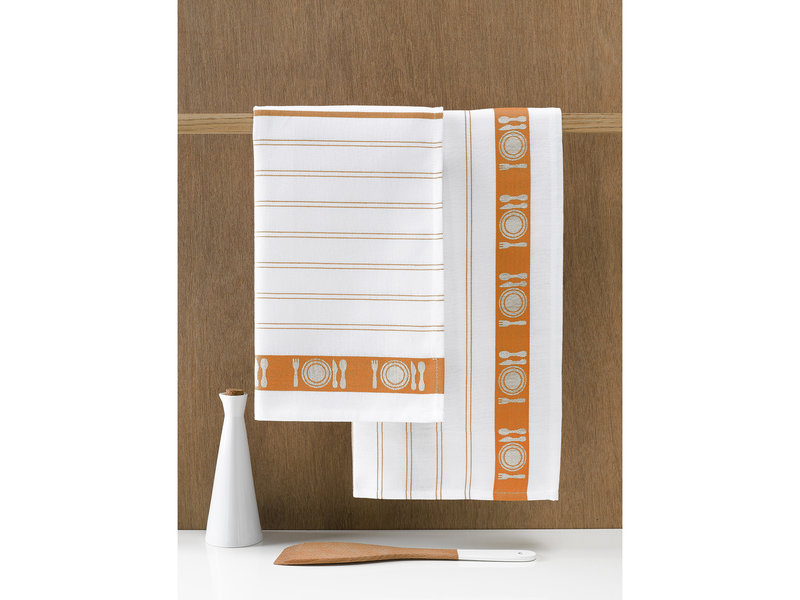 De Witte Lietaer Tea towel BML, Orange - 3 pieces - 65 x 65 cm - Cotton